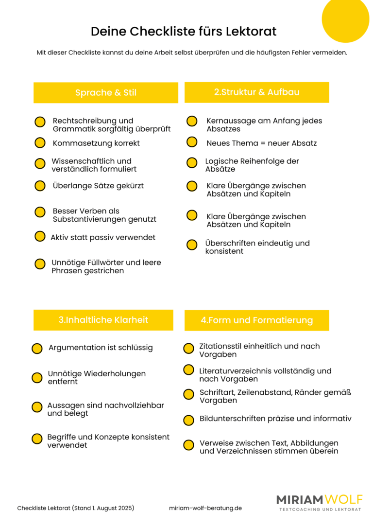 Mit dieser Checkliste vermeidest du die häufigsten Fehler im Lektorat